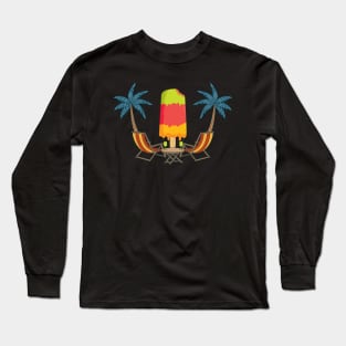 Summer at Beach With Relaxing Chair Tree Melted ice cream Long Sleeve T-Shirt